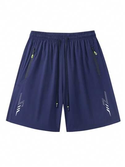 Short de sport décontracté pour hommes, short bermuda léger et respirant avec poches zippées, convient pour la course et l'entraînement en été