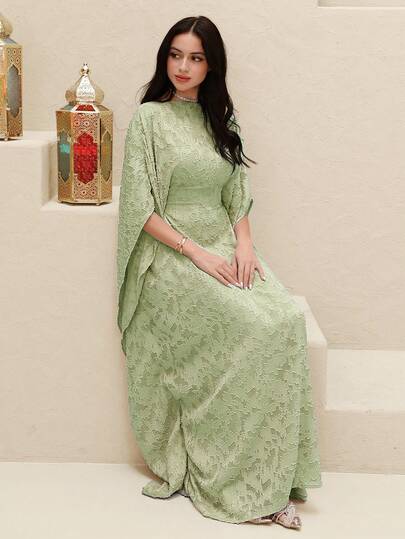 Yasmyna Robe maxi élégante à col volant style turc et abaya traditionnelle arabe pour femmes