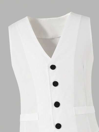 4 pièces Ensemble de costume blanc et noir pour garçons préadolescents, blazer, gilet, chemise, pantalon, tenue formelle élégante pour mariage, banquet, événements d'accueil et rentrée scolaire automne
