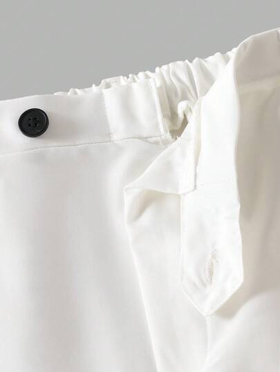 4 pièces Ensemble de costume blanc et noir pour garçons préadolescents, blazer, gilet, chemise, pantalon, tenue formelle élégante pour mariage, banquet, événements d'accueil et rentrée scolaire automne