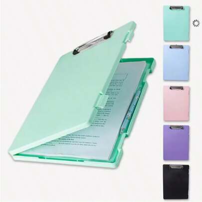 1 pièce Presse-papiers A4 2-en-1 avec boîte de rangement - Presse-papiers de couleur portable pour écrire, convient pour l'école et le bureau - Rentrée scolaire, fournitures d'apprentissage, fournitures de bureau, cadeau de Noël, cadeau du Nouvel An
