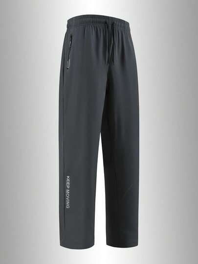 Pantalon long de sport d'extérieur pour hommes, imprimé latéral, poches zippées, design élastique, convient pour les voyages, la fitness, le port quotidien à la maison et en extérieur