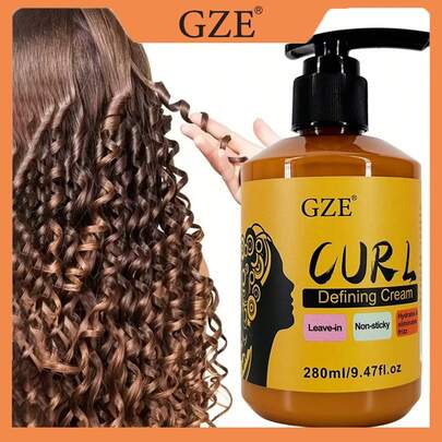 Crème de coiffage 3-en-1 sans rinçage GZE, hydratante, anti-frisottis, définition des boucles