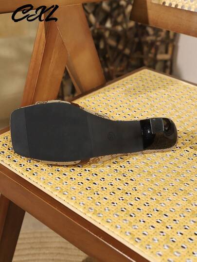 Sandales mules à talons stilettos pour femmes avec décoration boucle métallique et bout carré, élégantes pour les soirées, les boîtes de nuit et le port formel quotidien