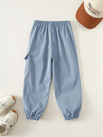 Little Byeori Pantalon décontracté pour jeune garçon, motif lettres grises, taille élastique