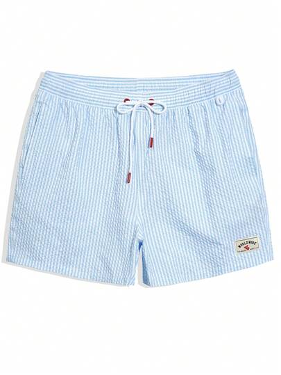 CoralVoy Short de plage décontracté à imprimé rayé pour hommes, vacances