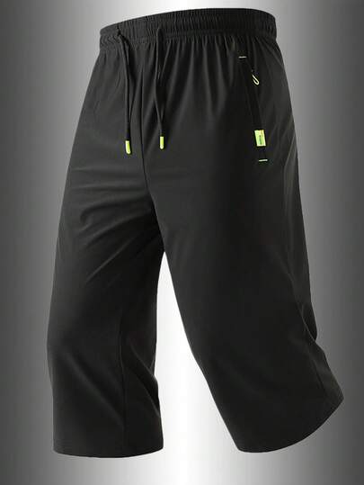1 pièce Short de course léger et respirant style boyfriend pour hommes, élastique, pour le sport au printemps/été