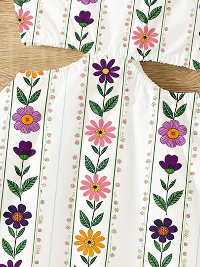 Robe débardeur ample à motif floral coloré, style décontracté et rafraîchissant pour les vacances, pour jeune fille. Tenue confortable pour un port quotidien, en saison printemps-été