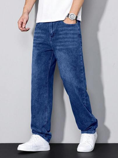Manfinity Hypemode Jeans droits décontractés avec poches pour hommes
