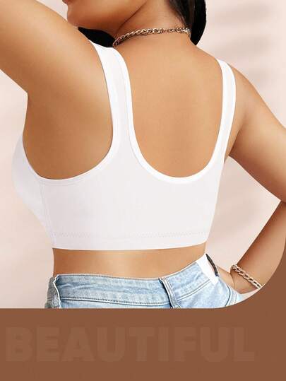 Soutien-gorge de grande taille pour femmes avec fermeture devant, sans armatures, en dentelle et patchwork, avec maintien et effet push-up