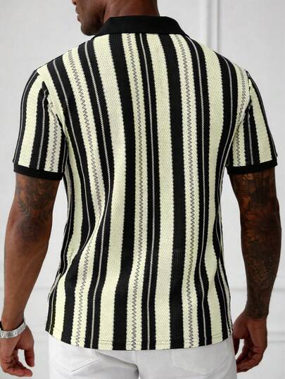 Manfinity CasualCool Chemise polo rayée décontractée et professionnelle pour hommes, convenant pour les déplacements quotidiens et les loisirs, polyvalente