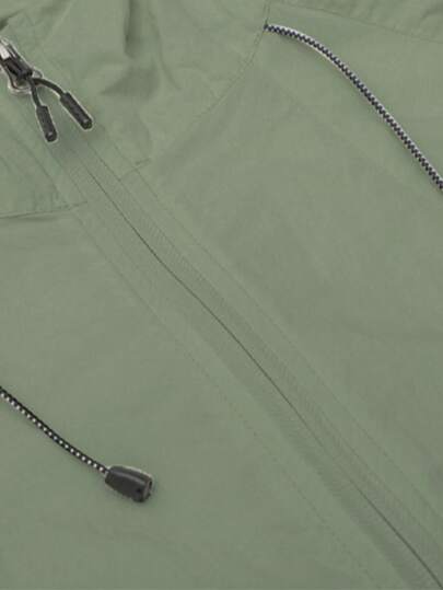 1 pièce Veste de sport légère à capuche verte pour hommes, ourlet ajustable avec cordon de serrage, polyvalente et confortable pour le plein air, la course, le cyclisme, la randonnée, la pêche et les tenues décontractées