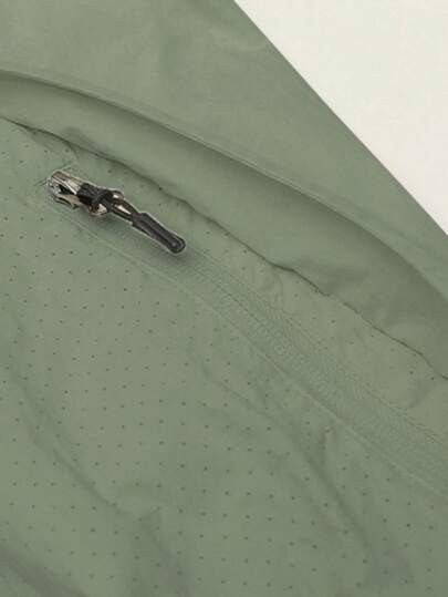 1 pièce Veste de sport légère à capuche verte pour hommes, ourlet ajustable avec cordon de serrage, polyvalente et confortable pour le plein air, la course, le cyclisme, la randonnée, la pêche et les tenues décontractées