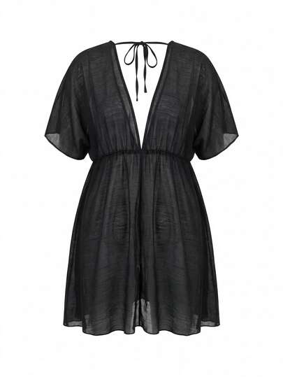 Swim Lushoire Couvre-maillot de plage grande taille en couleur unie, léger. Style basique et décontracté pour l'été