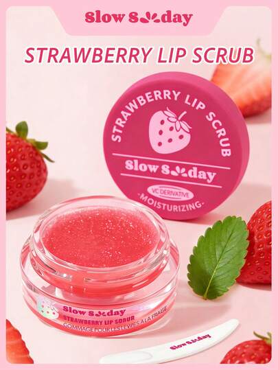 Gommage pour les lèvres à la fraise Slow Sunday, hydratant, revitalisant et exfoliant, peeling facial, bon choix pour les vacances, les essentiels de voyage, Halloween, convient pour les soins des lèvres en été