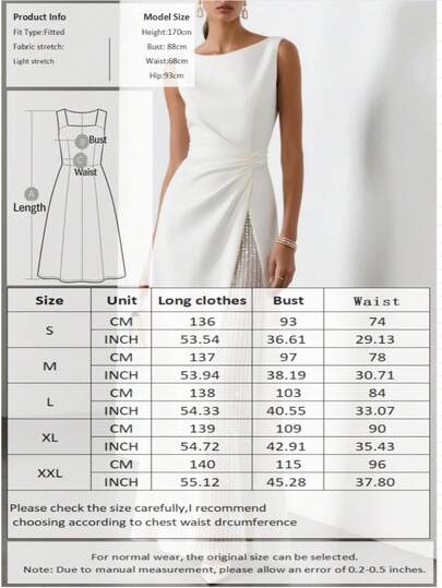 Robe longue ajustée élégante sans manches à encolure bateau blanche, ornée de sequins et de détails de fente, parfaite pour les occasions formelles, les vacances et l'été