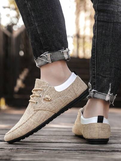 Chaussures en canevas respirantes pour hommes grande taille, mocassins confortables et décontractés, chaussures de conduite légères et polyvalentes