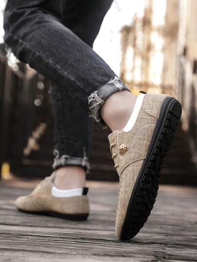 Chaussures en canevas respirantes pour hommes grande taille, mocassins confortables et décontractés, chaussures de conduite légères et polyvalentes