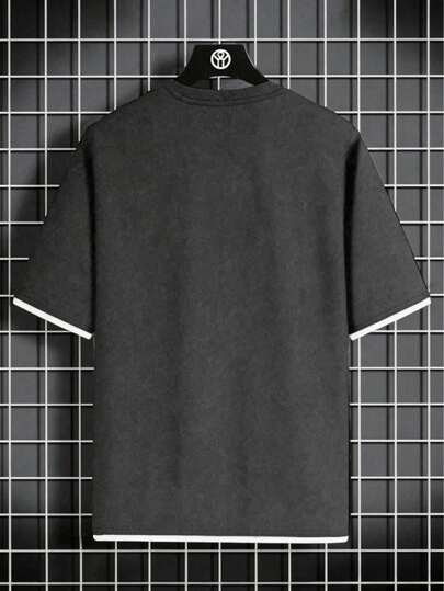 T-shirt à manches courtes col rond classique 2 en 1 pour hommes GRDR, minimaliste à la mode, polyvalent pour le trajet