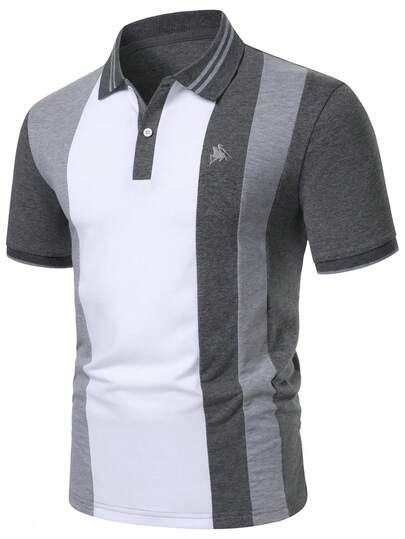 Calvornis Chemise polo formelle décontractée à manches courtes avec blocs de couleurs pour hommes, cérémonie
