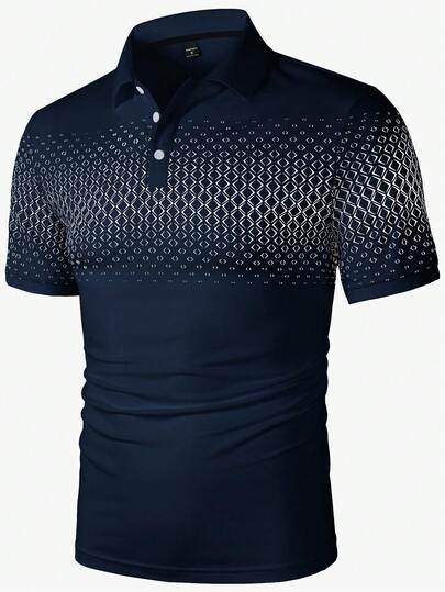 Manfinity Homme Polo décontracté à imprimé géométrique pour hommes, été