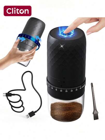 Moulin à café électrique portable à meule conique, moulin à grains sans fil rechargeable, 40 niveaux de mouture réglables, idéal pour espresso, cold brew, pour-over, cafetière à piston, moulin à café compact pour la maison et les voyages, noir