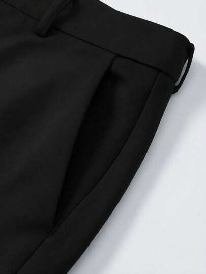 3 pièces Pantalons de costume pour hommes, style business formel et semi-formel, couleur unie, légèrement élastiques, pour le printemps/automne, toutes saisons, pour les trajets quotidiens