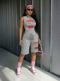 Slaydiva Nouveau ensemble deux pièces décontracté gris printemps/été : gilet court + short ample. Convient pour les festivals de musique, le style occidental, le style nomade, les fêtes, la piscine, la tenue de villégiature sexy, les croisières, la plage,