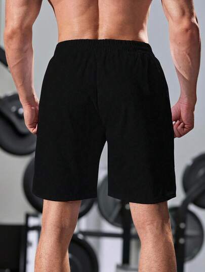 GymBeat Short de sport décontracté et polyvalent pour homme avec imprimé lettre corne, taille à cordon de serrage et poches, pour la gym