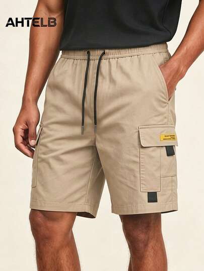 Pantalon cargo de sport décontracté d'été pour hommes AHTELB, taille élastique avec cordon de serrage, design multi-poches, pantalon de sport ample et respirant pour l'extérieur, la course et la fitness, convient pour les trajets quotidiens, la randonnée