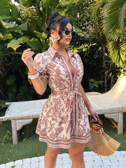 SXY Robe bohème évasée à imprimé floral