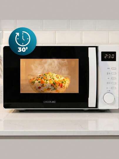 Micro-ondes Digital Cecotec Proclean 5005 White - 700W, 20L, Technologie 3DWave Efficace, 5 Niveaux de Puissance, Minuteur 30 Min - Design Compact Adapté à Toutes Cuisines, Système de Décongélation Polyvalent - Écran avec Horloge, Alerte Fin de Cuisson