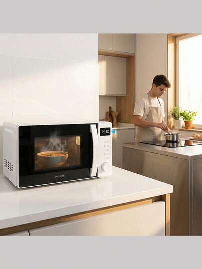 Micro-ondes Digital Cecotec Proclean 5005 White - 700W, 20L, Technologie 3DWave Efficace, 5 Niveaux de Puissance, Minuteur 30 Min - Design Compact Adapté à Toutes Cuisines, Système de Décongélation Polyvalent - Écran avec Horloge, Alerte Fin de Cuisson