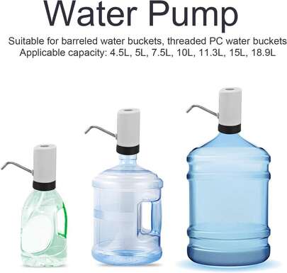 ARISE - Pompe à eau électrique rechargeable USB - Distributeur automatique de bouteilles - Portable et compact - Couleurs noir ou blanc (expédition aléatoire)