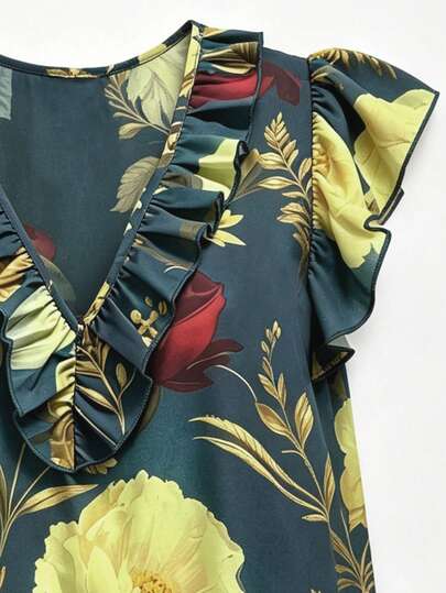 EMERY ROSE Robe longue d'été de style décontracté, de grande taille, pour les voyages et les vacances, avec motif floral tressé