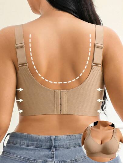 Soutien-gorge de sport sans armature pour femmes grandes tailles avec crochets de dos réglables, convient pour les déplacements quotidiens, la maison et les loisirs