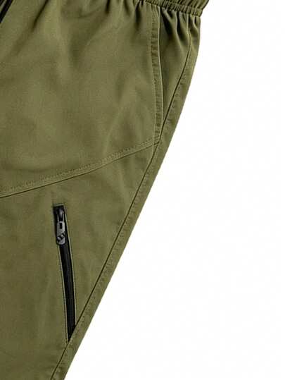 1 pièce Short de sport décontracté vert armée pour hommes, nouveau short d'été fin à séchage rapide, style streetwear fonctionnel avec poches zippées