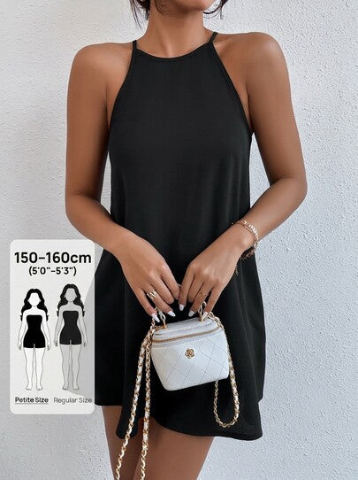 PETITE Robe d'été courte avec dos à trou de serrure,Robes d'été pour femmes,Femmes de petite taille