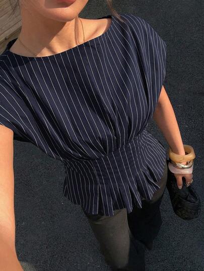 Siren Gaze Chemise rayée polyvalente et décontractée pour un port quotidien pour femmes