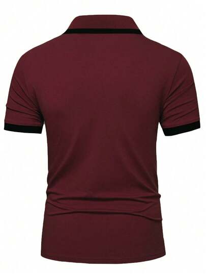 Manfinity Homme Chemise polo à manches courtes avec blocs de couleurs en coton, formelle pour hommes