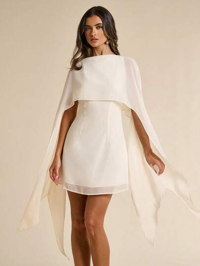 BAE Robe mini évasée couleur abricot pour femmes, robe de banquet, robe élégante, robe de soirée, été