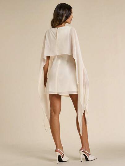 BAE Robe mini évasée couleur abricot pour femmes, robe de banquet, robe élégante, robe de soirée, été