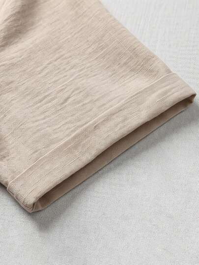 Chemise polo en lin décontractée pour hommes, marron, convient pour les déplacements et les activités de plein air