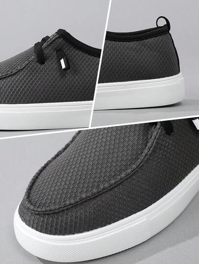 Baskets en maille à bout rond pour hommes, légères à semelle plate, chaussures de mode respirantes à enfiler avec bande élastique, pour toutes saisons, sport et rue