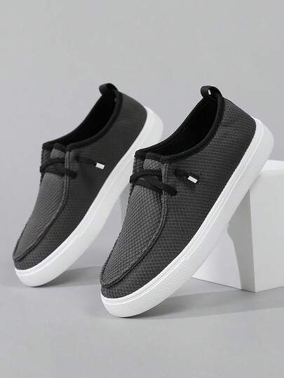 Baskets en maille à bout rond pour hommes, légères à semelle plate, chaussures de mode respirantes à enfiler avec bande élastique, pour toutes saisons, sport et rue