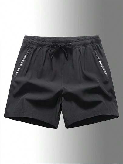 Short de sport pour hommes avec poches zippées, taille élastique, cordon de serrage, short d'entraînement léger pour la course, la gym, l'entraînement, le port décontracté