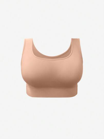 1 pièce Soutien-gorge sans couture minimaliste grande taille, lingerie pour dames avec dos en forme de U sans fil et confortable