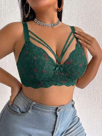 DesireSculpt 1 pièce Soutien-gorge sans armatures en dentelle grande taille