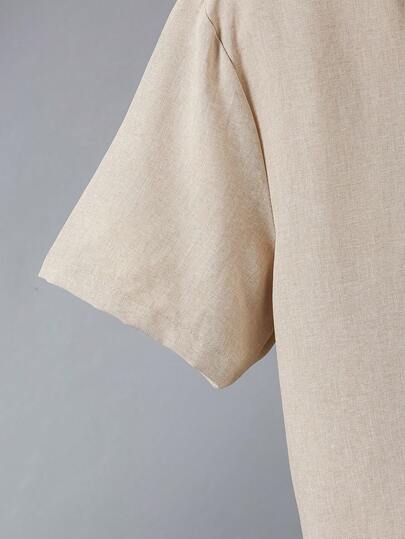 Vacaura Ensemble 3 pièces : Chemise à manches courtes avec col rabattu à la mode pour garçons + Pantalon décontracté à jambe droite, convient pour le printemps, l'été et l'automne