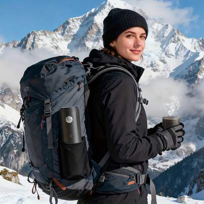 Machine à espresso italienne portable, machine à café sans fil, recharge USB, fonction d'auto-chauffage, machine à café en capsules portable, compatible avec le café moulu et les capsules. Convient pour la maison, le bureau, le camping en plein air et les